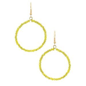 Bluebell Beaded Sparkle Hoop Earrings Yellow NWT